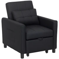 HOMCOM Linen-Look Single Chair Bed - Black(m-11)