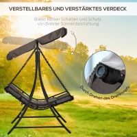 Outsunny Schwingliege Hollywoodschaukel Gartenliege mit Dach für 2 Personen Stahl Grau 164 x 116 x 176cm(m-4)