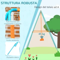 Outsunny Altalena per Bambini 3-8 Anni da Giardino in Acciaio e PE con Seggiolino e Picchetti, 163x145x181 cm(m-4)
