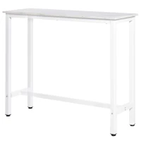 HOMCOM Mesa de Bar Mesa Alta con Encimera de Melamina Efecto Marmoleado y Patas de Acero Estilo Moderno para Cocina Cafetería Comedor 120x40x100 cm Blanco(m-10)