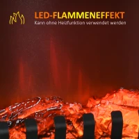 HOMCOM Elektrokamin, realistische Flammen, 2 Heizstufen, Überhitzungsschutz, Stahl, Schwarz, 60 x 37 x 60,5cm(m-7)