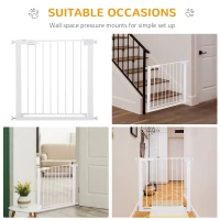 PawHut Adjustable Pet Safety Gate Dog Barrier Home Fence Room Divider Stair Guard Mounting White (76 H x 75-82W cm)(m-7)