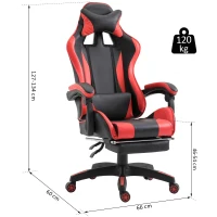 Vinsetto Racing Silla de Escritorio Sillón Gamer Juvenil Giratorio Reclinable Altura Ajustable Reposapiés Plegable de Cuero Sintético PU(m-3)
