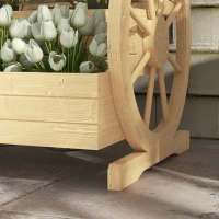 Outsunny Jardinière sur Pieds carré Potager 3 étages avec 2 roues Charrette Bois Sapin, dim. 62L x 61l x 57H cm(m-9)