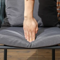 Outsunny Salon de Jardin 4 personnes en rotin PE avec chaises empilables et coussins, plateau en verre trempé cadre en aluminium(m-8)