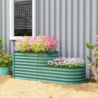 Outsunny Two-Tier Galvanised Steel Garden Planter - Dark Green(m-10)