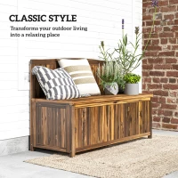 Outsunny Wood Storage Bench for Patio Furniture, Outdoor Garden Seating Tools, Brown(m-7)