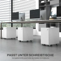 HOMCOM Aktencontainer mit Doppelschloss, Hängeregister, pulverbeschichteter Stahl, 30x50x53,5 cm, Weiß(m-7)