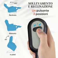 HOMCOM Poltrona Alzapersona Reclinabile con Poggiapiedi e Telecomando, in Pelle PU, 76x90x105 cm, Azzurro(m-4)