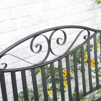 Outsunny Gartenbank Sitzbank Parkbank 2-Sitzer Metallbank Stahlrahmen mit Armlehne für Garten Balkon und Terrasse bis 220 kg belastbar Grau 115,5 x 54 x 96 cm(m-8)