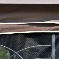Outsunny Gazebo da Giardino 3x3m con Zanzariera e Tetto a 2 Livelli, Mensole Laterali e Ganci, Caffè(m-9)