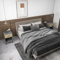 HOMCOM Set da 2 Comodini Moderni con Ripiano aperto e Cassetto, in Truciolato e Metallo, 40x40Px60cm(m-2)