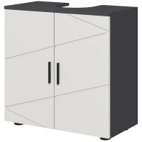 kleankin Mobile Sottolavabo Bagno per Piedistallo con Armadietto 2 Ante, 60x30x60cm, Grigio(m-10)