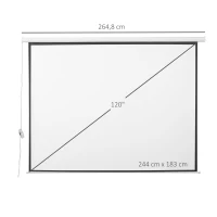 HOMCOM Pantalla de Proyección Eléctrica 120 Pulgadas Formato 4:3 con Mando a Distancia 244x183 cm Blanco(m-3)