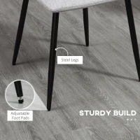 HOMCOM Dining Chairs Set of 2, Modern Kitchen Chairs with Linen-touch Upholstery and Steel Legs for Living Room, Bedroom, Grey(m-6)