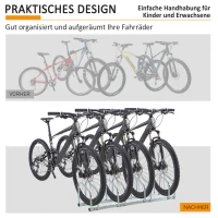 HOMCOM Fahrradständer für 4 Fahrräder, Boden- & Wandmontage, 110x33x27cm, Silber(m-7)