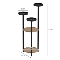 Outsunny Étagère à plantes en bois métal ronde support fleurs 5 niveaux pour extérieur intérieur, dim. 28L x 28l x 87H cm(m-3)