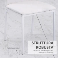 HOMCOM Set 4 Sedie Imbottite per Sala da Pranzo con Rivestimento in Similpelle, 41x50x91cm - Bianco(m-6)