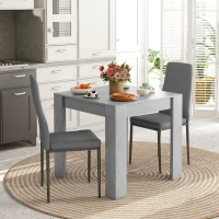 HOMCOM Set da Pranzo 3 Pezzi con Tavolo da Cucina 80x80x76 cm e 2 Sedie Moderne 41x50x97 cm, Grigio(m-2)