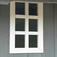 PawHut Gallinero de Madera Exterior Jaula para 2-3 Gallinas con Corral de Alambre Nido Techo Asfáltico Bandeja Extraíble 2 Perchas y Rampa 209,5x96x123 cm Gris Azulado(m-9)