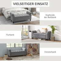 HOMCOM Sitzbank Polsterbank Bettbank, Knopfheftung, Samtoptik, 126 cm x 48,5 cm x 57 cm, Grau(m-7)