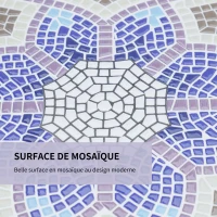 Outsunny Table Ronde Style Fer forgé Bistro Plateau mosaïque Motif Fleur métal époxy anticorrosion Noir céramique(m-5)
