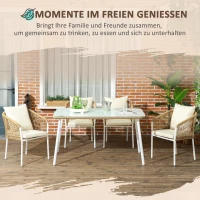 Outsunny Gartengarnitur, 5-teilig, Rattanoptik, Sitz- & Rückenkissen, rostfreier Alu-Rahmen, Gelb/Weiß/Beige(m-4)