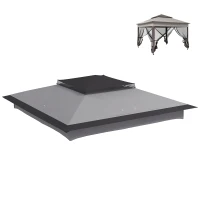 Outsunny Pop up Gazebo Cover, 2-Tier Gazebo Roof Replacement for 3.25m x 3.25m Frame, 30+ UV Protection, Grey(m-1)