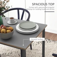 HOMCOM Dining Table w/Steel Frame，Kitchen Table for 4 People，75H x 120L x 70Wcm，Minimalistic Style for Living Room, Dining Room Grey(m-4)