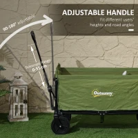 Outsunny 120L Festival Trolley on Wheels, Folding & Compact Camping Trolley Cart with Adjustable Handle for Garden, Beach, Fishing, Green(m-8)