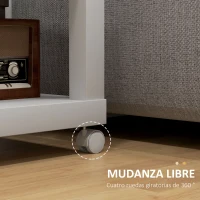 HOMCOM Mesa Auxiliar con Ruedas Estante Abierto Mesa para Sofá Sala Dormitorio 40x40x40 cm Natural y Blanco(m-5)