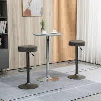 HOMCOM Set 2 Sgabelli da Bar Girevoli con Poggiapiedi e Altezza Regolabile, 35x36x64-85cm, Grigio(m-2)