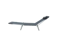 Tumbona Inclinable Plegable para Jardin Playa o Piscina con Almohada Acero y Textilene 182x56x24.5 cm Negro(m-11)