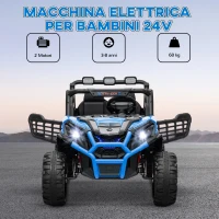 AIYAPLAY Macchina Elettrica per Bambini 24V a 2 Posti con Telecomando e 3 Velocità, Età 3-8 Anni, Blu(m-4)