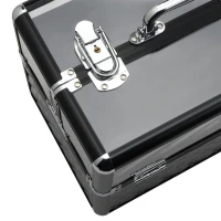 HOMCOM Valigetta Porta Trucchi Professionale da Viaggio, Valigetta Trucchi con Vassoi Estraibili e Serratura, per Makeup Beauty Case Donna Viaggio, 30x18.5x22 cm, Nero(m-8)