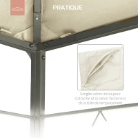 Outsunny Toile de rechange pour pavillon tonnelle tente toit de remplacement gazebo de jardin polyester 180 g/m² 3 x 3 m crème(m-5)