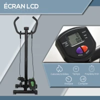 HOMCOM Stepper avec guidon, extenseurs, compteur électronique et tapis antidérapant noir et vert(m-6)