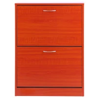 HOMCOM Scarpiera Salvaspazio 2 Cassetti 2 Ripiani Regolabili 60x24x80cm marrone rosso(m-1)