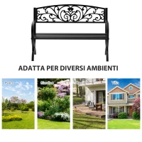 Outsunny Panca Panchina da Giardino Esterno Metallo, Ghisa 127 × 60 × 85cm Nero(m-7)