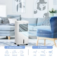 HOMCOM Air Cooler, Mobile Cooling Fan Humidifier Air Conditioner with 15L Water Tank, Oscillation, Remote, Timer, 32x37x74cm(m-6)