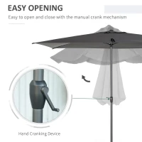 Outsunny 3 x 2m Garden Parasol Umbrella, Outdoor Market Table Umbrella with Aluminium Pole & Crank, Rectangular Tilting Parasol Sun Shade Canopy, Grey(m-5)