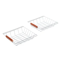 HOMCOM Servierwagen Rollwagen Küchenwagen Küchentrolley mit Keramik-Tischplatte und ausziehbaren Metallkörben Küchenrollwagen Beistellwagen natur 74 x 37 x 76 cm(m-9)