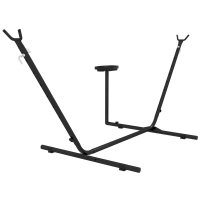 Outsunny Supporto per Amaca in Acciaio con Tavolino Integrato e Carico Massimo 150kg, Nero