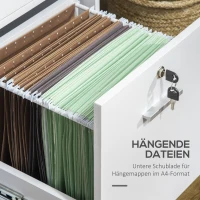 Vinsetto Büroschrank Druckerschrank, abschließbare Schublade, 5 Rollen, Weiß, 80 x 40 x 66,5cm(m-5)