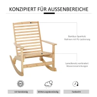 Outsunny Garten Schaukelstuhl Relaxsessel Gartenstuhl Schaukelsessel Bambus Sperrholz Natur 70 x 100 x 95,5 cm(m-4)