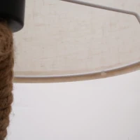 HOMCOM Lámpara de Mesa de Estilo Marinero con Base de Metal y Cuerda de Cáñamo Pantalla de Tela Portalámpara E27 de Máx. 40W para Salón Dormitorio Ø30x56 cm Beige(m-9)