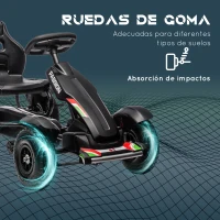 HOMCOM Go Kart a Pedales para Niños con Asiento Ajustable Neumáticos de Goma Freno de Mano Carga 50 kg 121x58x61 cm Negro(m-6)
