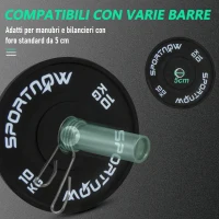 SPORTNOW Set di 2 Dischi Palestra da 10kg per Bilanciere e Manubri con Attacco Ø5cm, Nero(m-6)