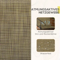Outsunny Gartenstuhl, 2er-Set, atmungsaktiver Bezug, robuster Metallrahmen, 54x66,5x88cm, Schwarz/Braun(m-5)