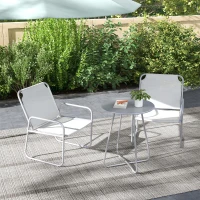 Outsunny 3-teiliges Gartenmöbelset, 2 Stühle mit atmungsaktivem Stoffbezug, 1 runder Tisch Ø60 cm, Hellgrau(m-2)
